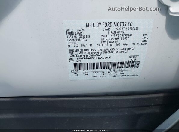 1FM5K8AB8SGA03023 2025 FORD POLICE INTERCEPTOR Белый Вид подкапотного пространства