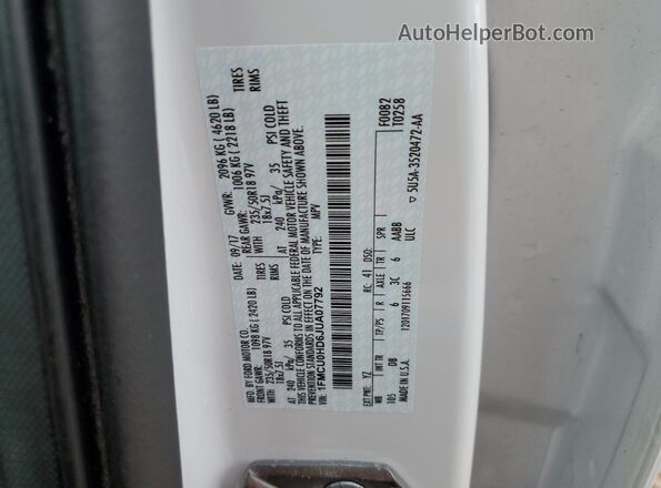 1FMCU0HD6JUA07792 2018 FORD ESCAPE Белый Вид подкапотного пространства