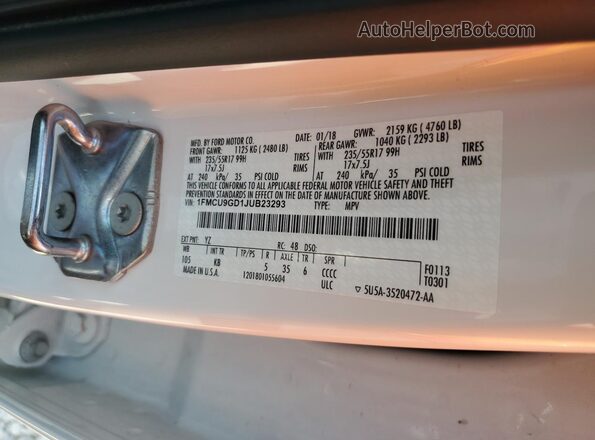 1FMCU9GD1JUB23293 2018 FORD ESCAPE White Vista del compartimento del motor