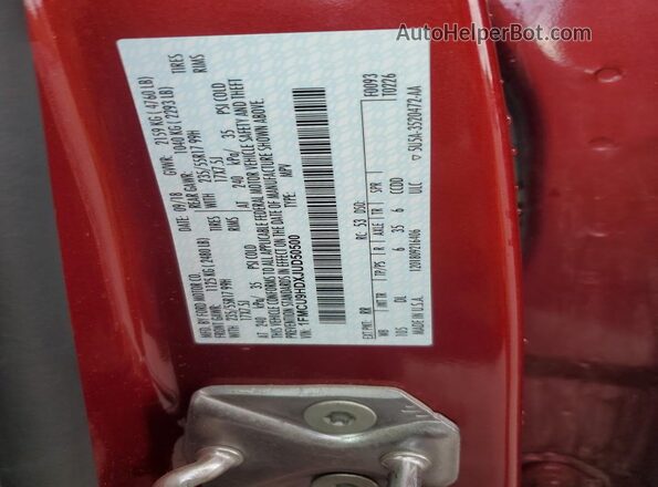 1FMCU9HDXJUD50500 2018 FORD ESCAPE Red VIN კოდის სტიკერის ხედი