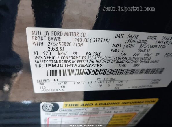 1FMJU1HTXJEA37795 2018 FORD EXPEDITION Черный Вид подкапотного пространства