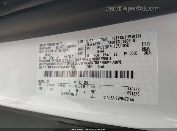 1FTBF4X83PKA16184 2023 FORD TRANSIT-350 Белый Вид подкапотного пространства
