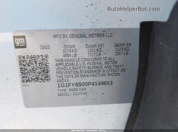 1G1FY6S00P4149653 2023 CHEVROLET BOLT White ძრავის განყოფილების ხედი