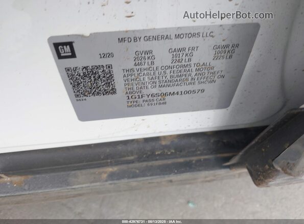 1G1FY6S06M4100579 2021 CHEVROLET BOLT White Vista del compartimento del motor