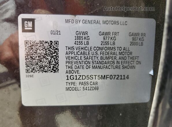 1G1ZD5ST5MF072114 2021 CHEVROLET MALIBU Maroon Vista del compartimento del motor