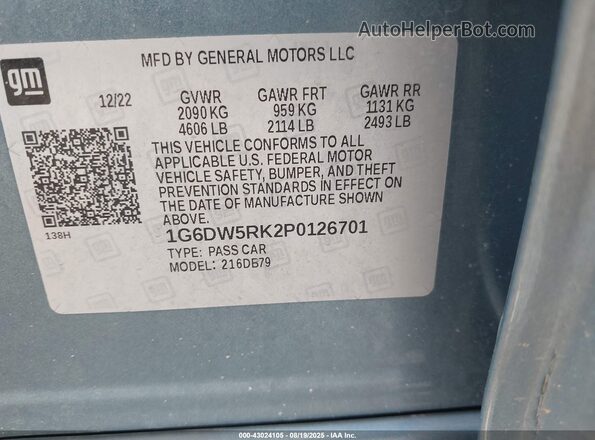 1G6DW5RK2P0126701 2023 CADILLAC CT5 Blue Շարժիչի բաժամունքի տեսք