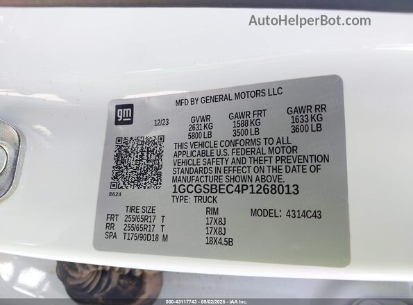 1GCGSBEC4P1268013 2023 CHEVROLET COLORADO White Widok komory silnika