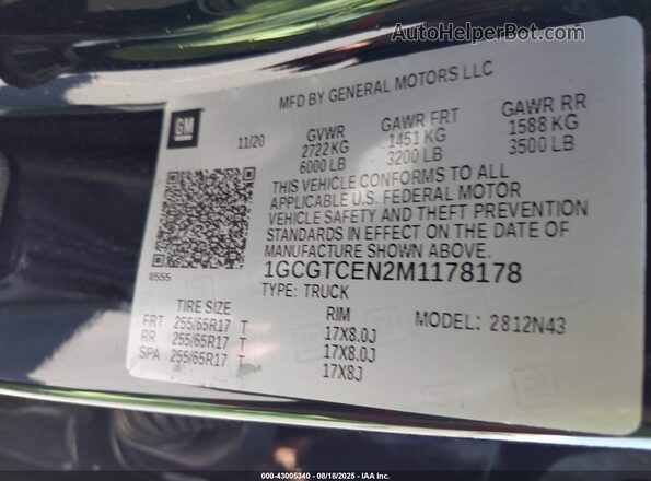 1GCGTCEN2M1178178 2021 CHEVROLET COLORADO Black Vista del compartimento del motor