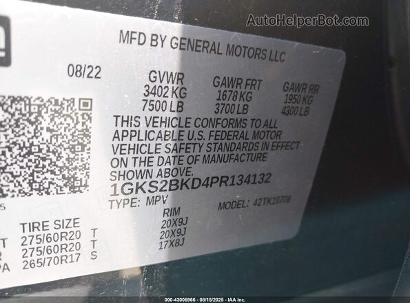 1GKS2BKD4PR134132 2023 GMC YUKON Черный Вид подкапотного пространства