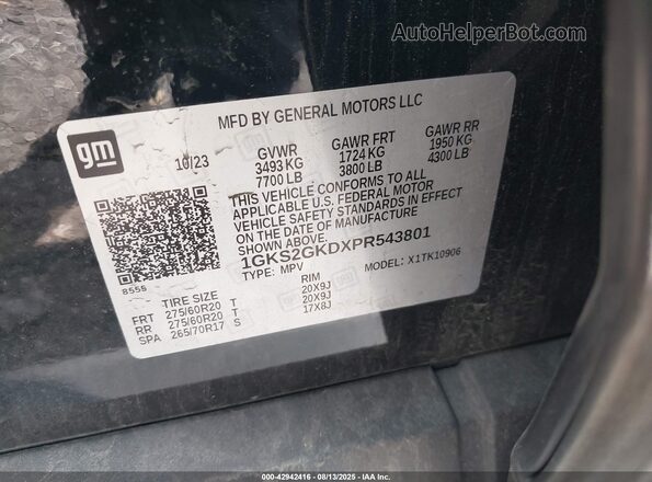 1GKS2GKDXPR543801 2023 GMC YUKON Black Widok komory silnika