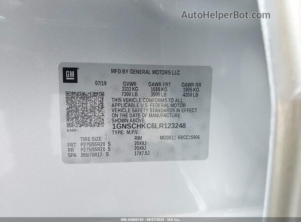 1GNSCHKC6LR123248 2020 CHEVROLET SUBURBAN Silver Engine compartment view