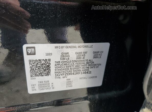 1GYFZDR41RF146411 2024 CADILLAC XT4 Black VIN կոդի պիտակի տեսք