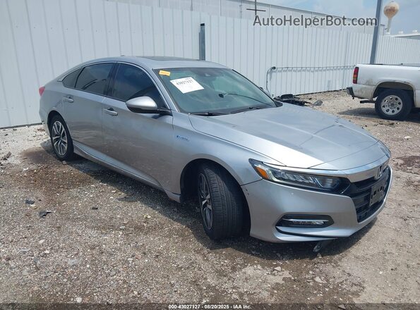 1HGCV3F59JA007920 2018 HONDA ACCORD HYBRID Серебряный Передняя правая четверть