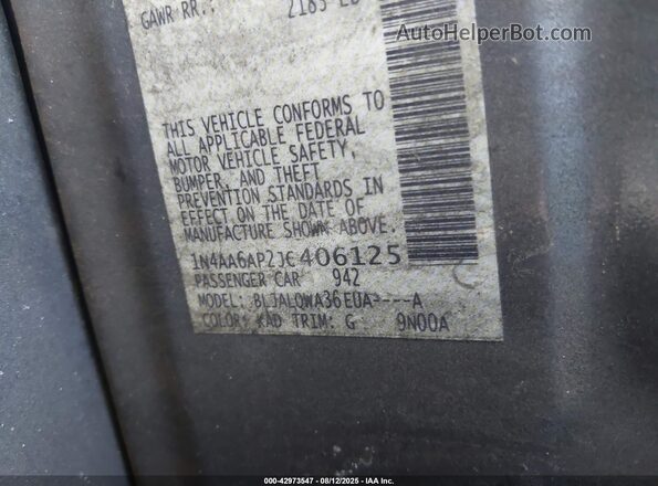 1N4AA6AP2JC406125 2018 NISSAN MAXIMA Gray Vista del compartimento del motor