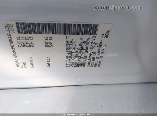 1N4AA6FV8PC504253 2023 NISSAN MAXIMA PLATINUM Белый Вид подкапотного пространства