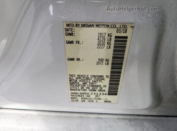 1N4AL3AP0JC231334 2018 NISSAN ALTIMA White Engine compartment view