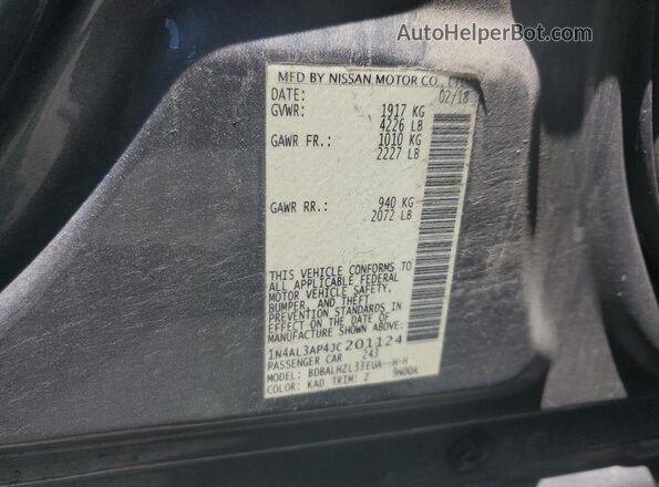 1N4AL3AP4JC201124 2018 NISSAN ALTIMA Gray Vista del compartimento del motor