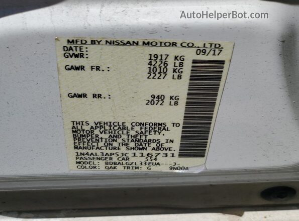 1N4AL3AP5JC116731 2018 NISSAN ALTIMA White Շարժիչի բաժամունքի տեսք
