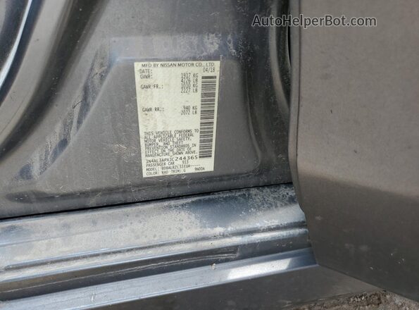 1N4AL3APXJC244365 2018 NISSAN ALTIMA Серый Вид подкапотного пространства
