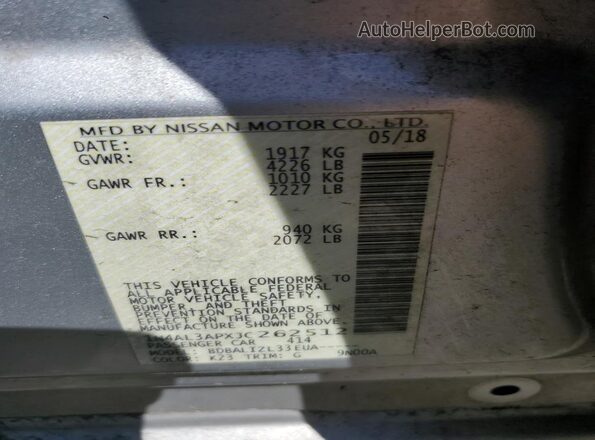 1N4AL3APXJC262512 2018 NISSAN ALTIMA Серебряный Вид подкапотного пространства