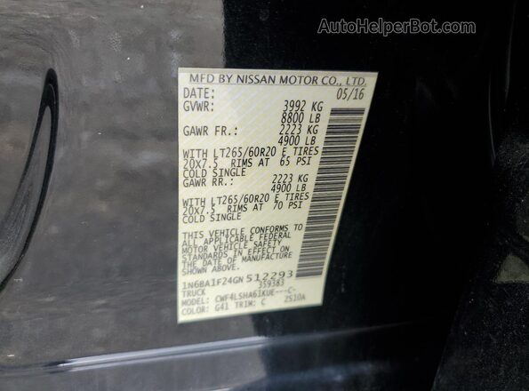 1N6BA1F24GN512293 2016 NISSAN TITAN Black Engine compartment view