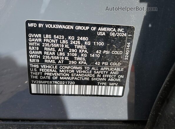1V2BMPE87RC021720 2024 VOLKSWAGEN ID.4 Gray 360 interior view