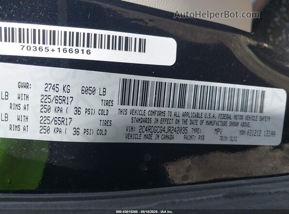 2C4RDGCG4JR242035 2018 DODGE GRAND CARAVAN Черный Вид подкапотного пространства