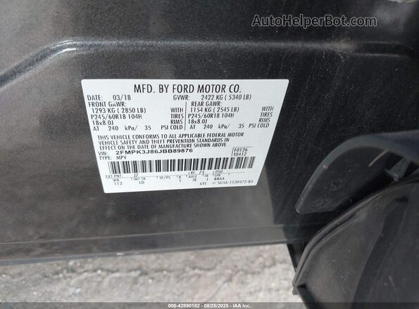2FMPK3J86JBB89876 2018 FORD EDGE Gray Widok komory silnika