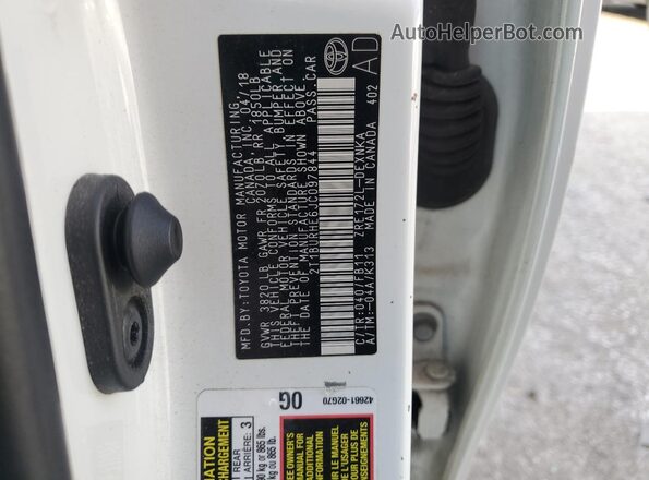 2T1BURHE6JC097844 2018 TOYOTA LL Белый Вид подкапотного пространства