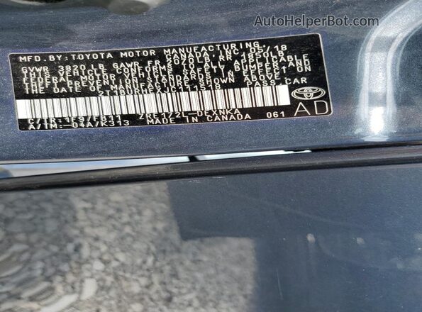 2T1BURHEXJC111518 2018 TOYOTA LL Серый Вид подкапотного пространства