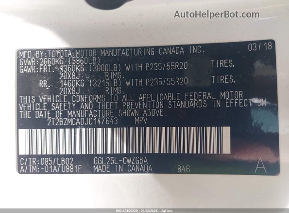 2T2BZMCA0JC147643 2018 LEXUS RX 350 White Widok komory silnika