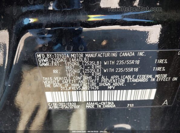 2T3JFREV5JW821426 2018 TOYOTA RAV4 Black Widok komory silnika