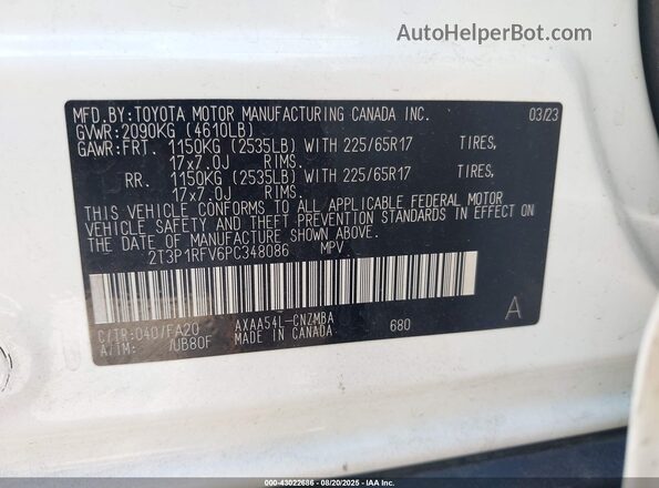 2T3P1RFV6PC348086 2023 TOYOTA LE Белый Вид подкапотного пространства