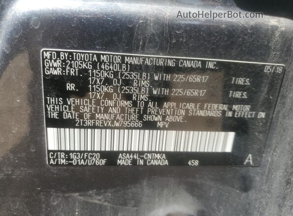 2T3RFREVXJW795666 2018 TOYOTA RAV4 Gray Вид наклейки з VIN-кодом