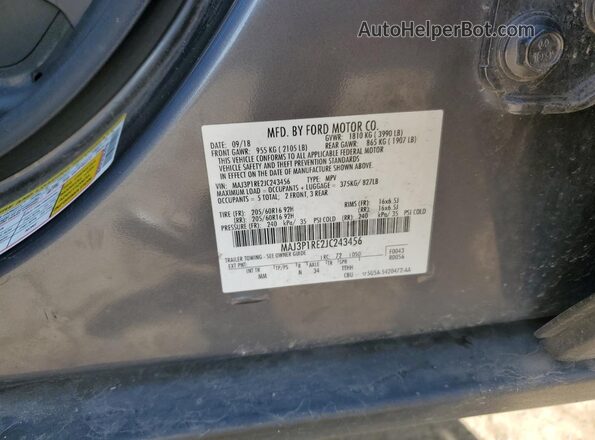 MAJ3P1RE2JC243456 2018 FORD ECOSPORT Gray VIN կոդի պիտակի տեսք