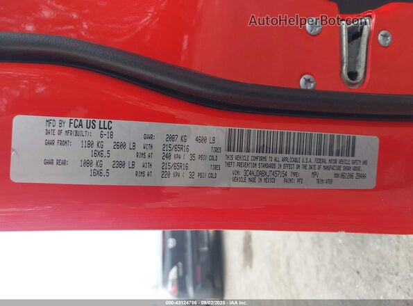3C4NJDABXJT457154 2018 JEEP COMPASS Red Շարժիչի բաժամունքի տեսք
