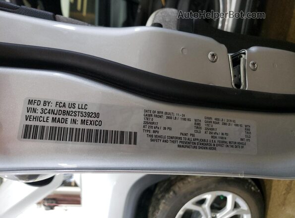 3C4NJDBN2ST539230 2025 JEEP COMPASS Silver Вид наклейки з VIN-кодом