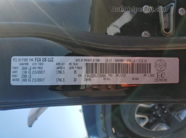 3C4NJDDB5JT230661 2018 JEEP COMPASS Черный Вид наклейки с VIN-кодом