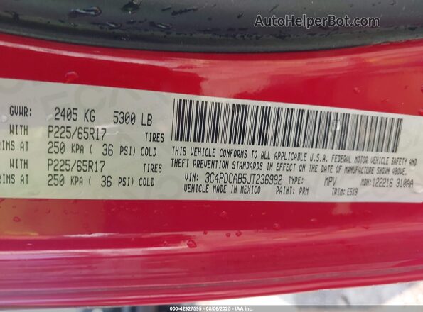 3C4PDCAB5JT236992 2018 DODGE JOURNEY Красный Вид подкапотного пространства