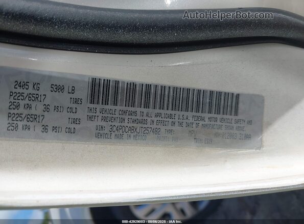 3C4PDCABXJT257482 2018 DODGE JOURNEY White Շարժիչի բաժամունքի տեսք