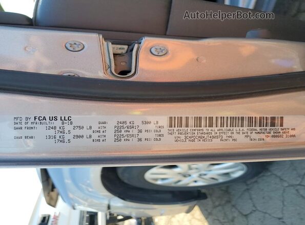 3C4PDCABXJT490973 2018 DODGE JOURNEY Серебряный Панорамный вид салона 360°