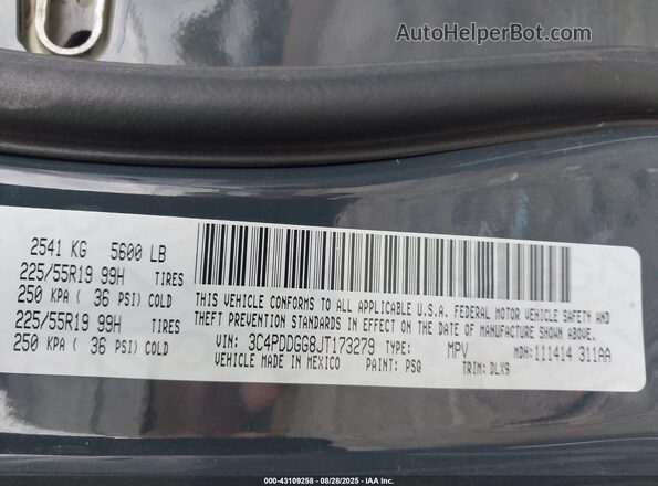 3C4PDDGG8JT173279 2018 DODGE JOURNEY Navy Вид подкапотного пространства