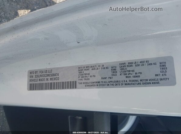 3C6LRVDG3ME508474 2021 RAM PROMASTER 2500 White Engine compartment view