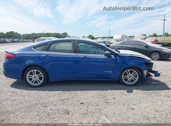 3FA6P0LU5JR128679 2018 FORD FUSION HYBRID Blue Սալոնի հետևի տեսք