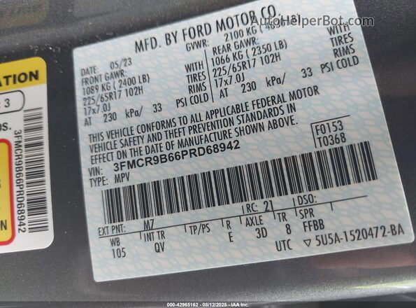 3FMCR9B66PRD68942 2023 FORD BRONCO SPORT Gray Вид підкапотного простору