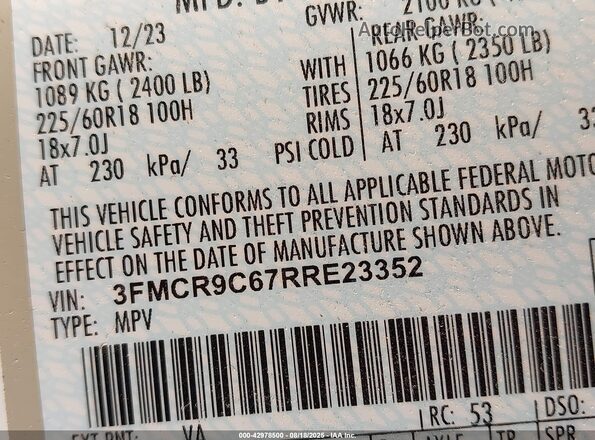 3FMCR9C67RRE23352 2024 FORD BRONCO SPORT Beige Вид підкапотного простору