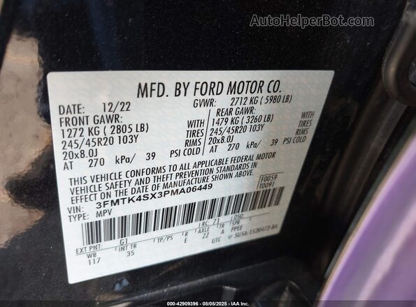 3FMTK4SX3PMA06449 2023 FORD MUSTANG MACH-E Purple Вид підкапотного простору