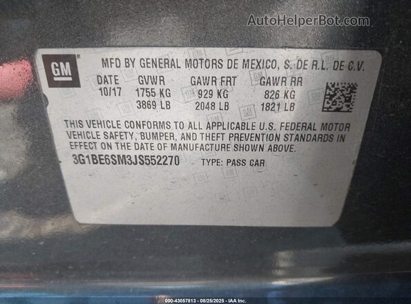 3G1BE6SM3JS552270 2018 CHEVROLET CRUZE Серый Вид подкапотного пространства