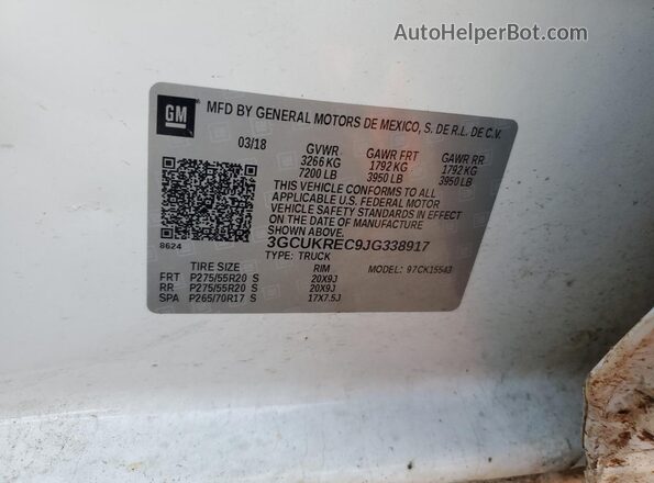 3GCUKREC9JG338917 2018 CHEVROLET SILVERADO Белый Вид подкапотного пространства