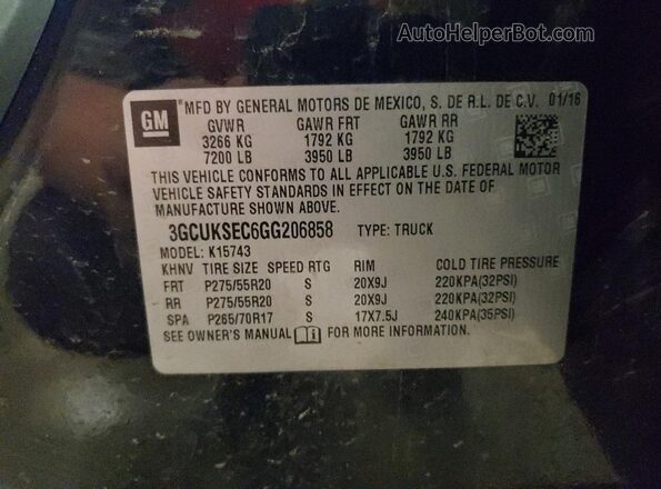 3GCUKSEC6GG206858 2016 CHEVROLET 1500 Черный Вид подкапотного пространства